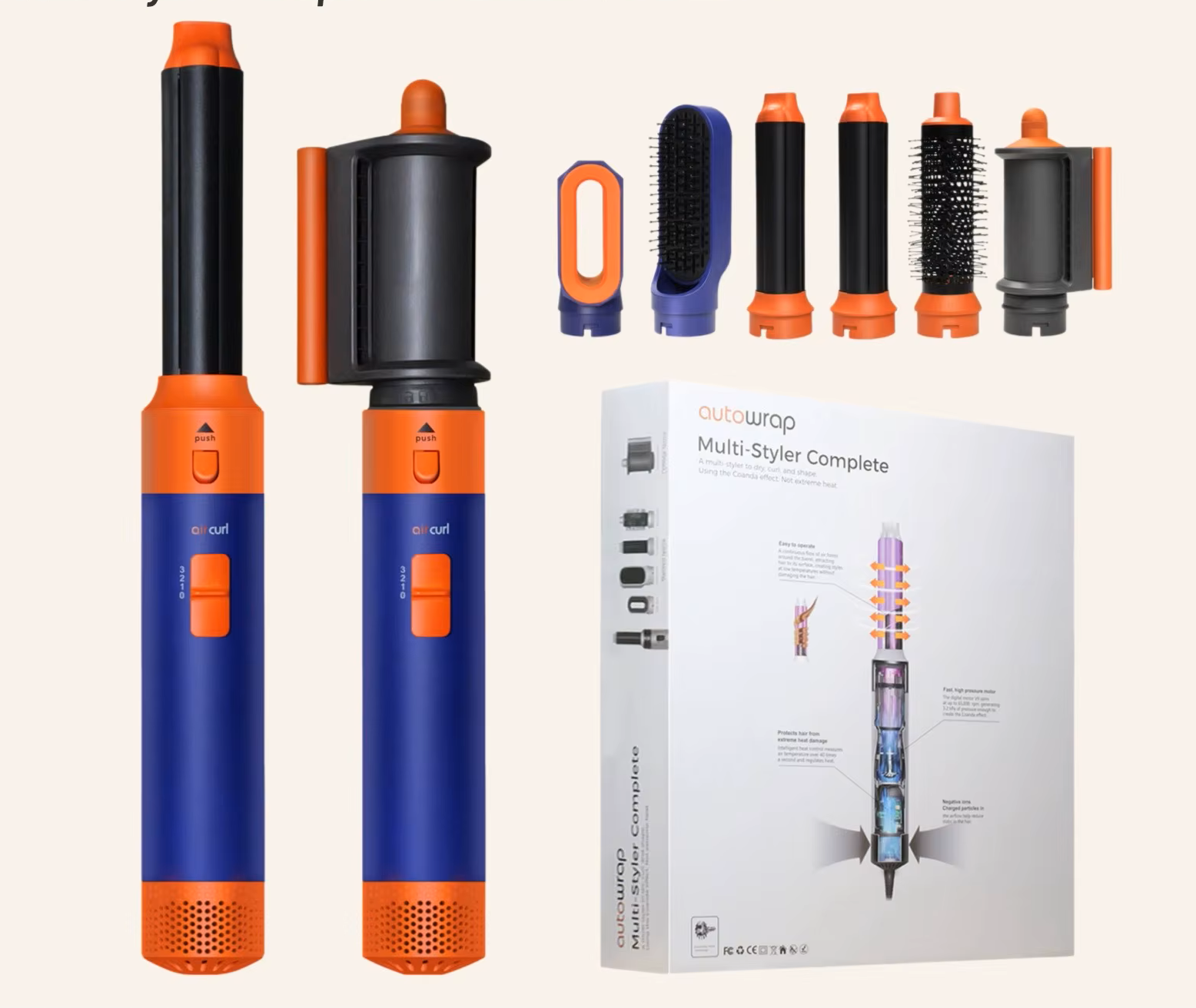 Multistyler 5w1 z lokówką Niebiesko-pomarańczowy